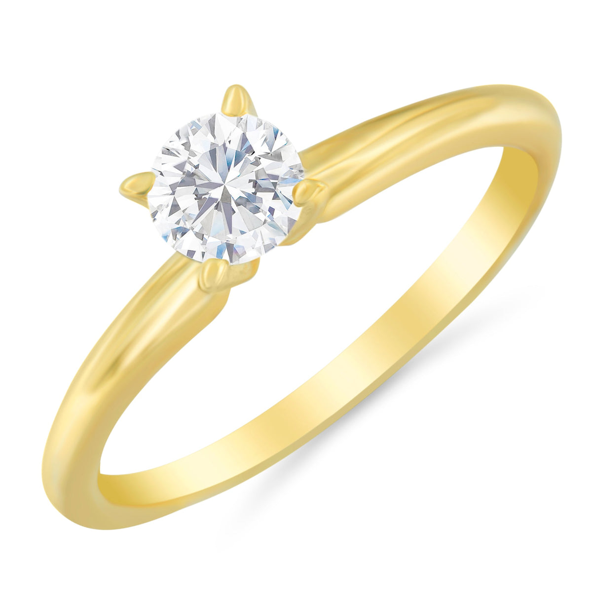 GIA Certified 14K Yellow Gold 1/2 Cttw Diamond Solitaire Engagement Ring (H Color, SI1 Clarity) - Size 6 - LinkagejewelrydesignLinkagejewelrydesign