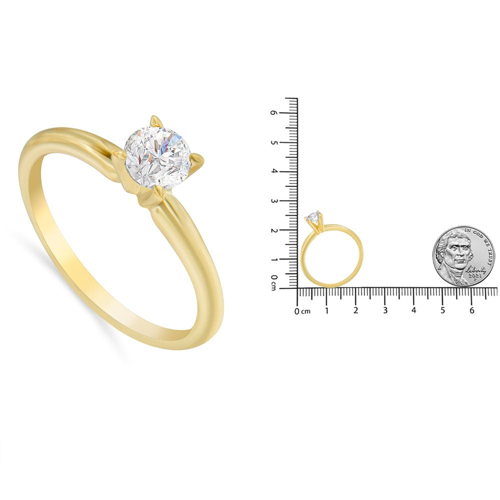 GIA Certified 14K Yellow Gold 1/2 Cttw Diamond Solitaire Engagement Ring (H Color, SI1 Clarity) - Size 6 - LinkagejewelrydesignLinkagejewelrydesign