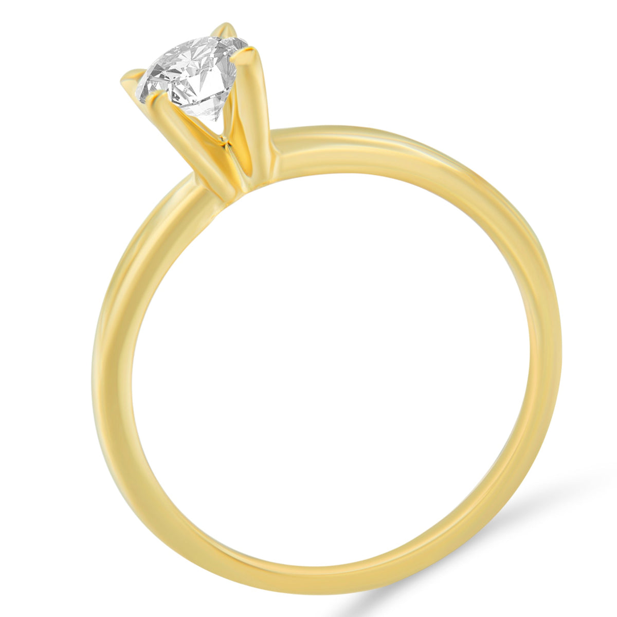 GIA Certified 14K Yellow Gold 1/2 Cttw Diamond Solitaire Engagement Ring (H Color, SI1 Clarity) - Size 6 - LinkagejewelrydesignLinkagejewelrydesign