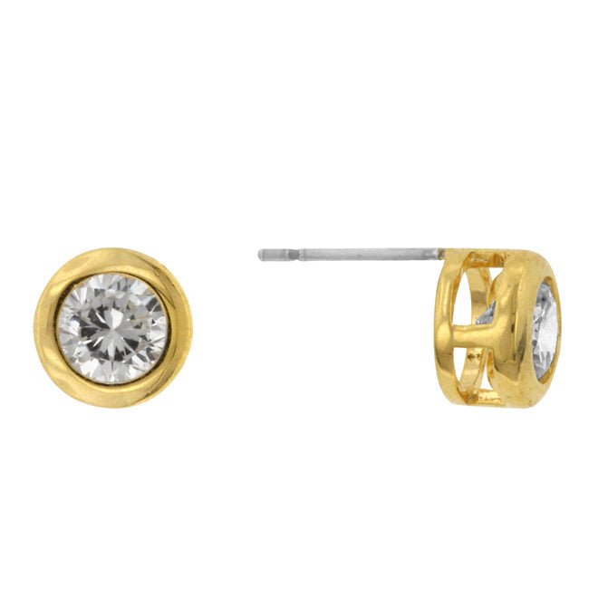 Gold Bezel Stud Earrings - LinkagejewelrydesignLinkagejewelrydesign