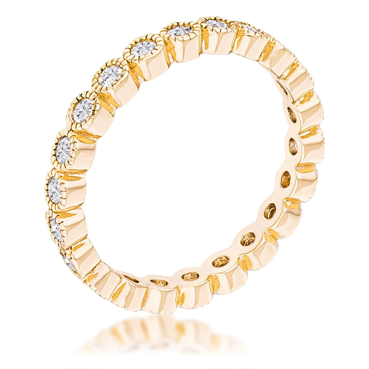 Gold Plated Dotted Clear CZ Round Bezel Eternity Ring, &lt;b&gt;Size 5&lt;/b&gt; - LinkagejewelrydesignLinkagejewelrydesign