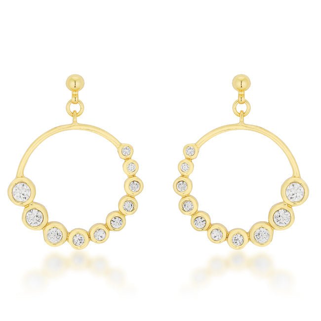 Golden Graduated Cubic Zirconia Circle Earrings - LinkagejewelrydesignLinkagejewelrydesign