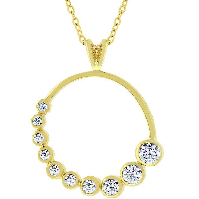 Golden Graduated Cubic Zirconia Circle Pendant - LinkagejewelrydesignLinkagejewelrydesign