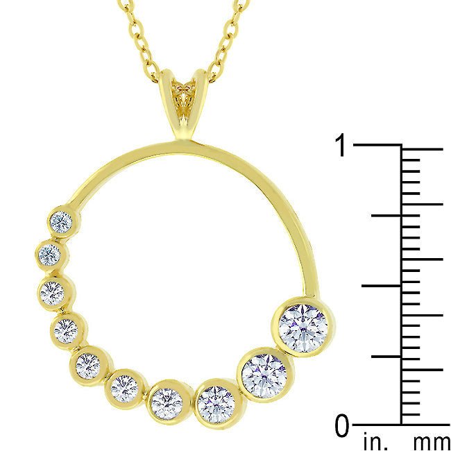 Golden Graduated Cubic Zirconia Circle Pendant - LinkagejewelrydesignLinkagejewelrydesign