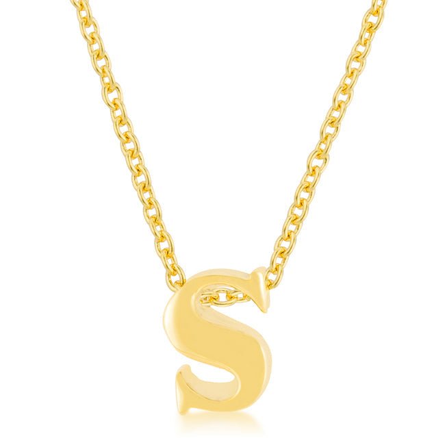 Golden Initial S Pendant - LinkagejewelrydesignLinkagejewelrydesign