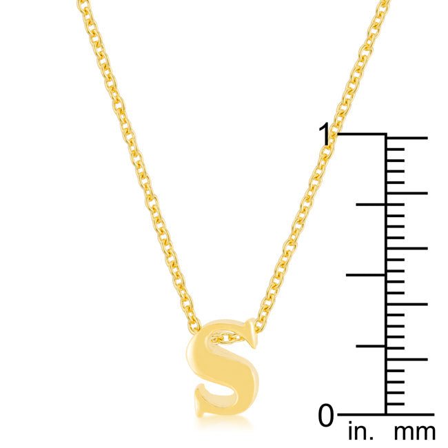 Golden Initial S Pendant - LinkagejewelrydesignLinkagejewelrydesign