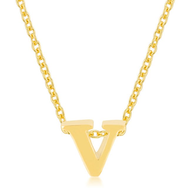 Golden Initial V Pendant - LinkagejewelrydesignLinkagejewelrydesign