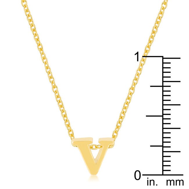 Golden Initial V Pendant - LinkagejewelrydesignLinkagejewelrydesign