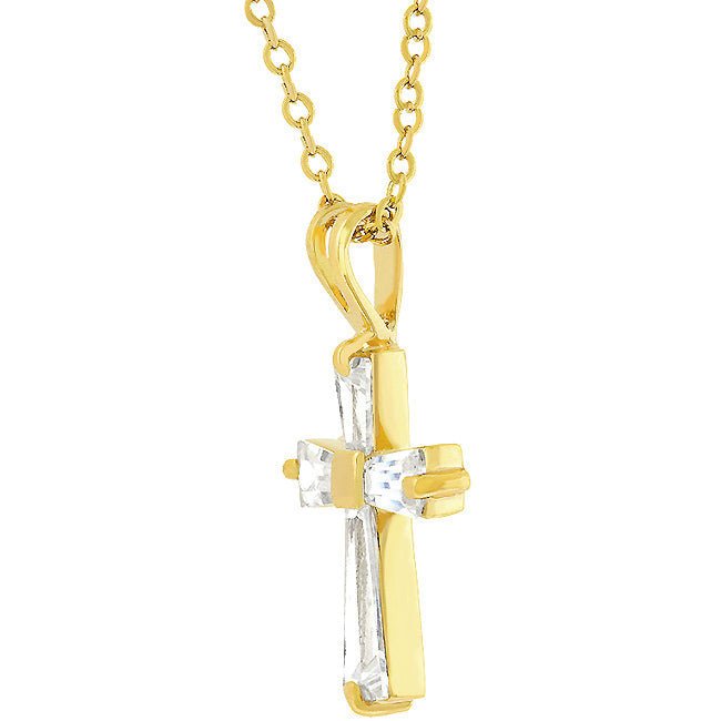 Goldtone Finish Baguette Cross - LinkagejewelrydesignLinkagejewelrydesign