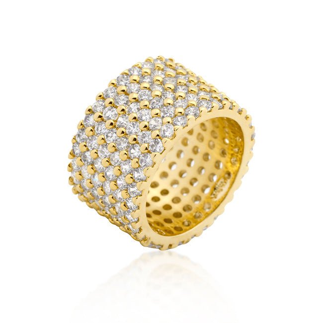 Goldtone Finishd Wide Pave Cubic Zirconia Ring - LinkagejewelrydesignLinkagejewelrydesign