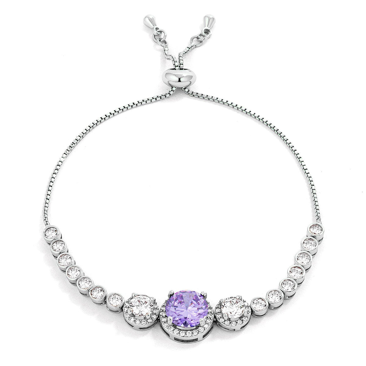 Graduated Lavender &amp; Clear CZ Bolo Style Tennis Bracelet - LinkagejewelrydesignLinkagejewelrydesign