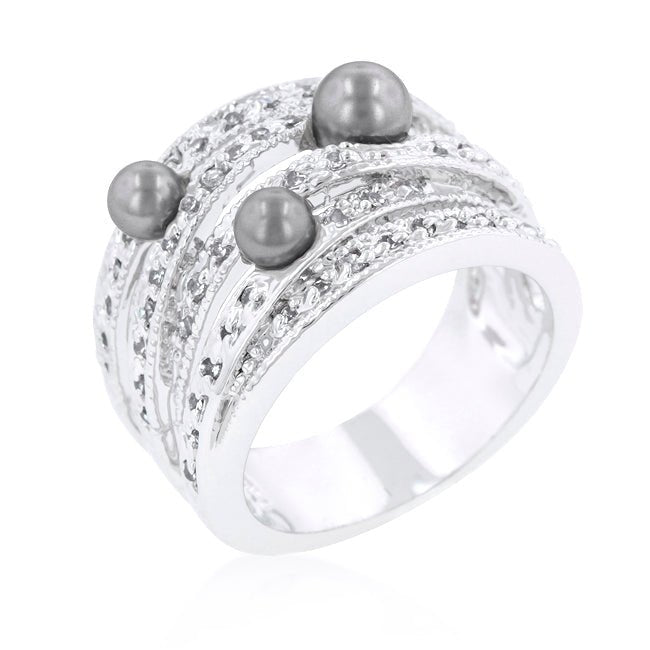 Gray Pearl Cocktail Ring - LinkagejewelrydesignLinkagejewelrydesign