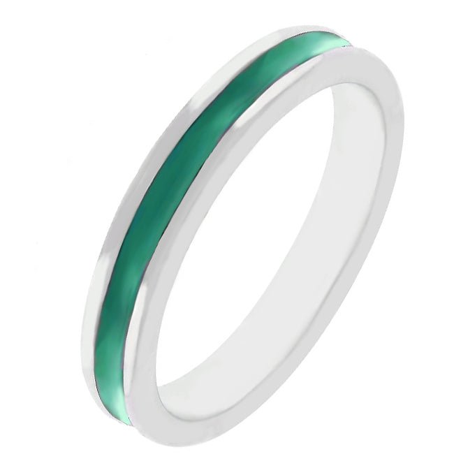 Green Enamel Eternity Ring - LinkagejewelrydesignLinkagejewelrydesign