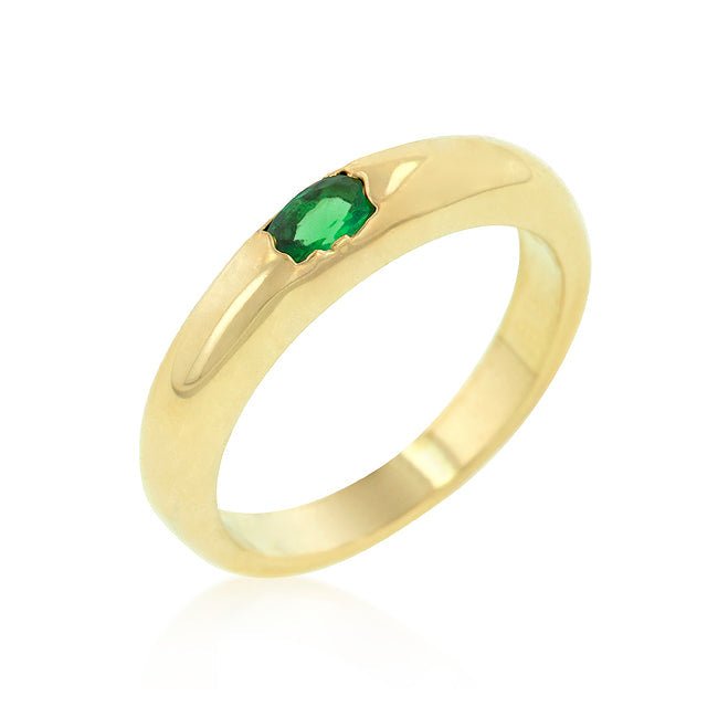 Green Oval Simple Ring - LinkagejewelrydesignLinkagejewelrydesign