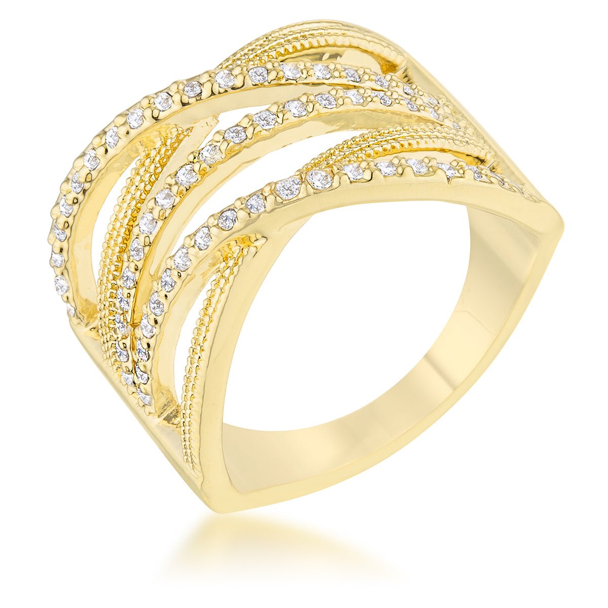 Greta 0.57ct CZ 14k Gold Wide Cocktail Cable Ring, &lt;b&gt;Size 14&lt;/b&gt; - LinkagejewelrydesignLinkagejewelrydesign