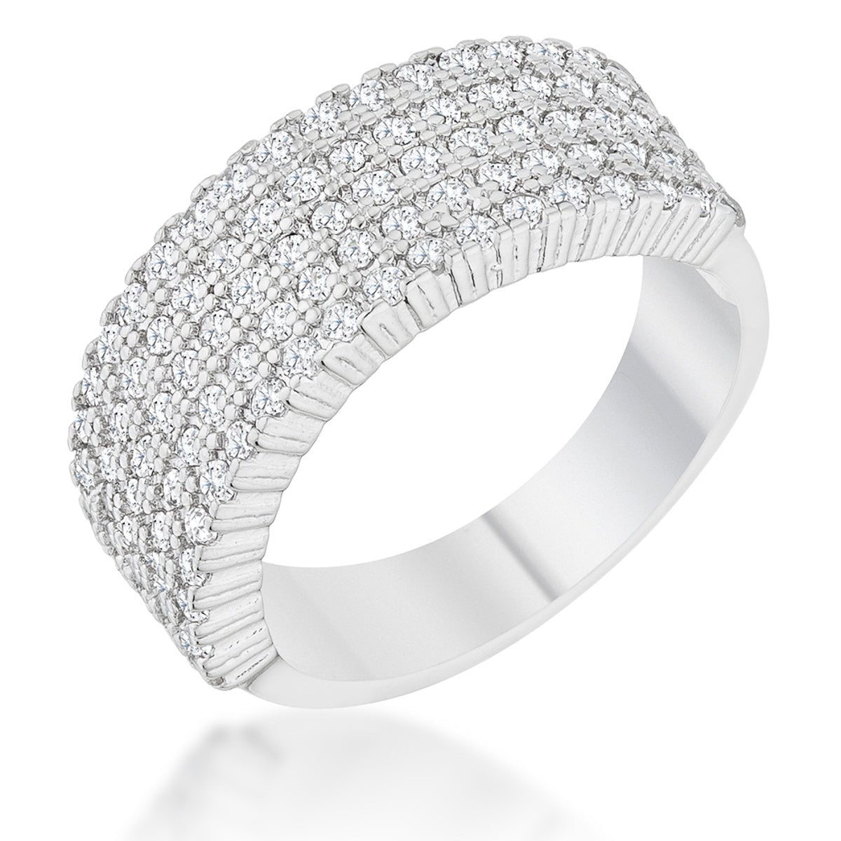 Gwen 1ct CZ Rhodium Wide Ring - LinkagejewelrydesignLinkagejewelrydesign