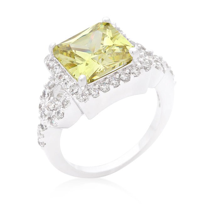 Halo Style Princess Cut Peridot Cocktail Ring - LinkagejewelrydesignLinkagejewelrydesign