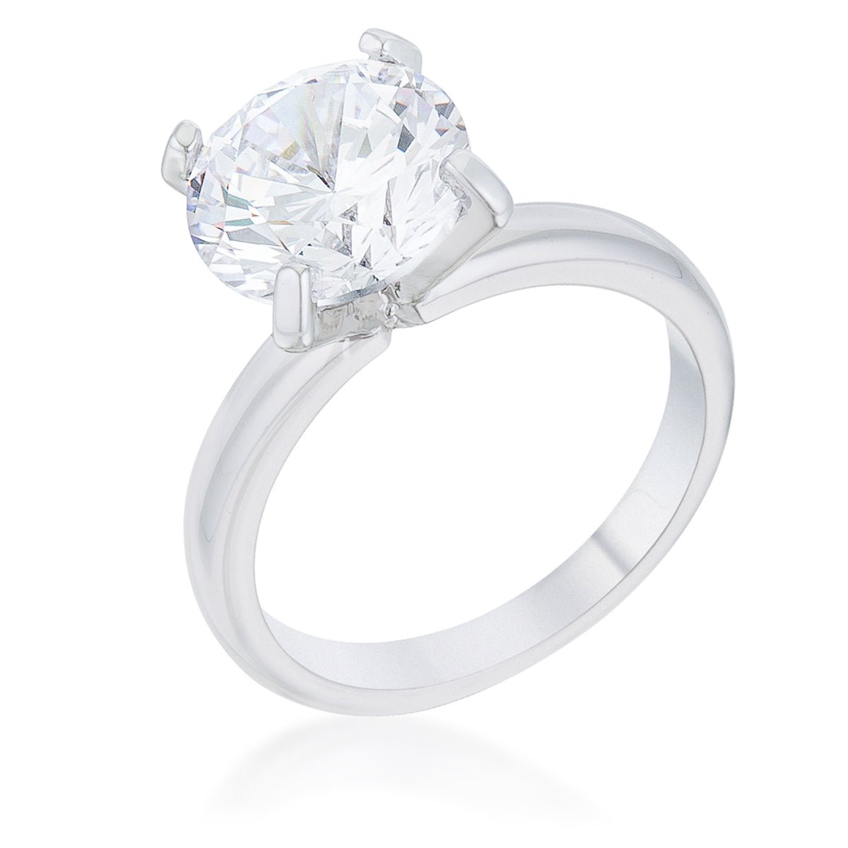 Hanna 4.4ct CZ Rhodium Classic Solitaire Ring - LinkagejewelrydesignLinkagejewelrydesign