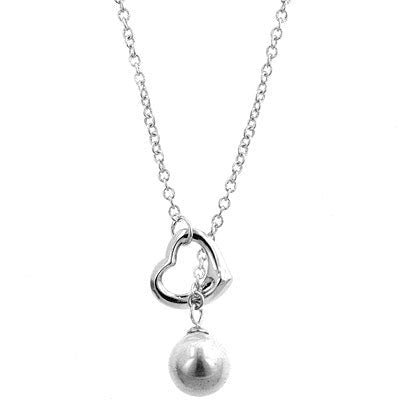 Heart Pearl Drop Necklace - LinkagejewelrydesignLinkagejewelrydesign