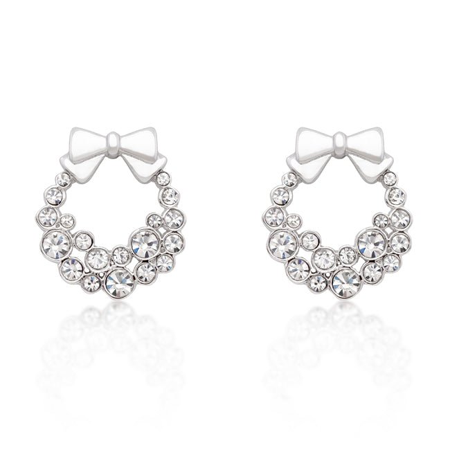 Holiday Wreath Clear Crystal Earrings - LinkagejewelrydesignLinkagejewelrydesign
