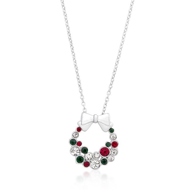 Holiday Wreath Colored Crystal Pendant - LinkagejewelrydesignLinkagejewelrydesign