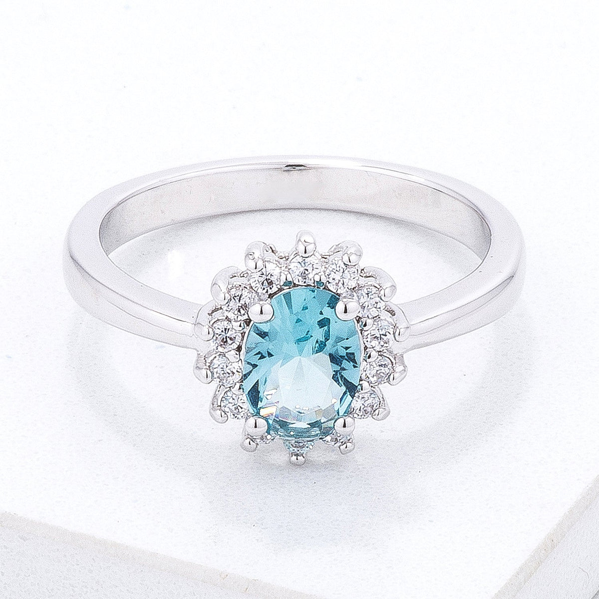 Ice Blue CZ Petite Oval Ring, &lt;b&gt;Size 5&lt;/b&gt; - LinkagejewelrydesignLinkagejewelrydesign