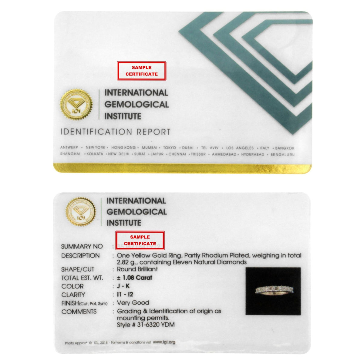 IGI Certified 1.0 Cttw Diamond 10K Yellow Gold Prong Set Fluted Band Style Wedding Ring (J-K Color, I1-I2 Clarity) - Size 7 - LinkagejewelrydesignLinkagejewelrydesign