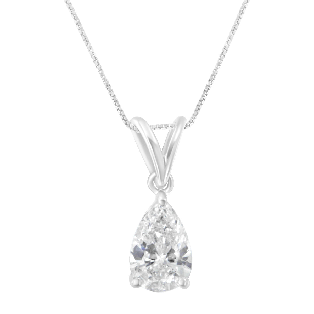 IGI certified 10K White Gold 1/2 cttw Diamond Pear Pendant Necklace (I-J, I1) - LinkagejewelrydesignLinkagejewelrydesign