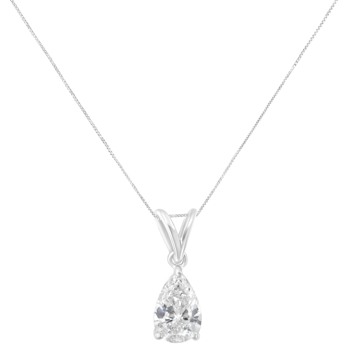 IGI certified 10K White Gold 1/2 cttw Diamond Pear Pendant Necklace (I-J, I1) - LinkagejewelrydesignLinkagejewelrydesign