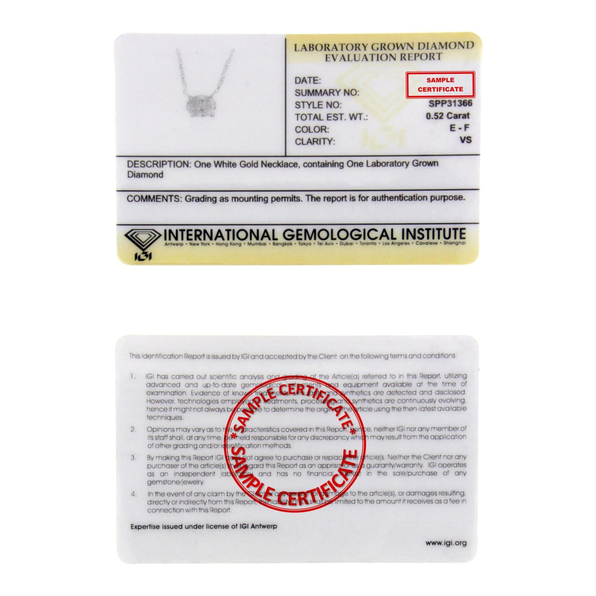 IGI Certified 10K White Gold 1/2 cttw Lab Grown Oval Shape Solitaire Diamond East West 18&quot; Pendant Necklace (E-F Color, VS1-VS2 Clarity) - LinkagejewelrydesignLinkagejewelrydesign