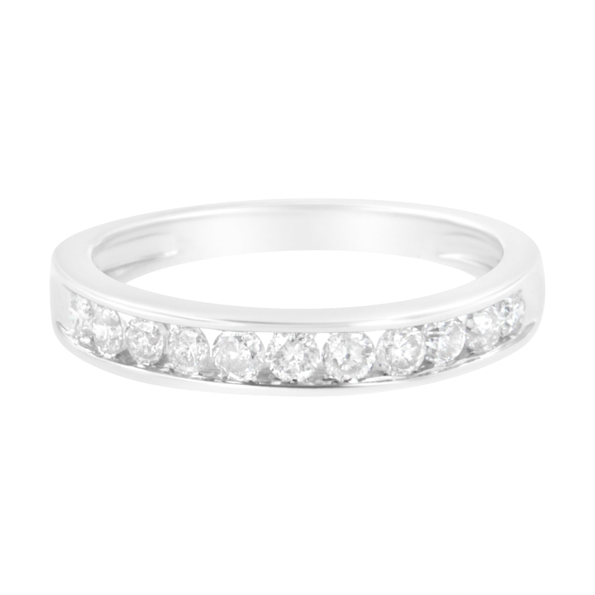 IGI Certified 1/2 Cttw Diamond 10K White Gold Channel Set Band Style Ring (J-K Color, I2-I3 Clarity) - Size 7 - LinkagejewelrydesignLinkagejewelrydesign