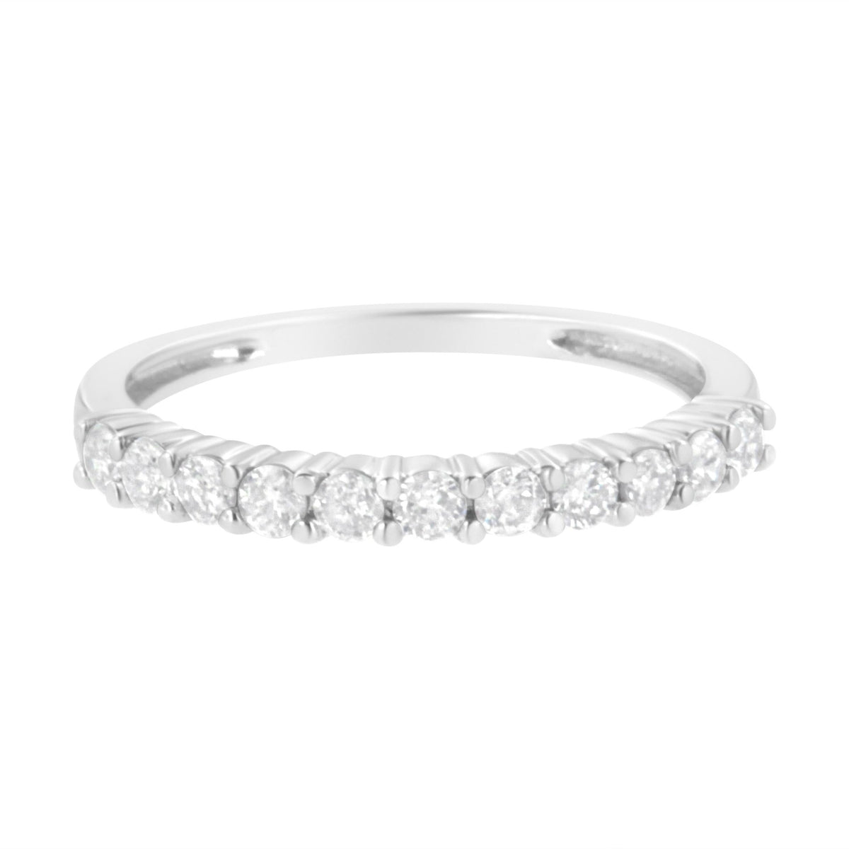 IGI Certified 1/2 Cttw Diamond 10K White Gold Prong Set Fluted Band Style Ring (I-J Color, I2-I3 Clarity) - Size 6 - LinkagejewelrydesignLinkagejewelrydesign