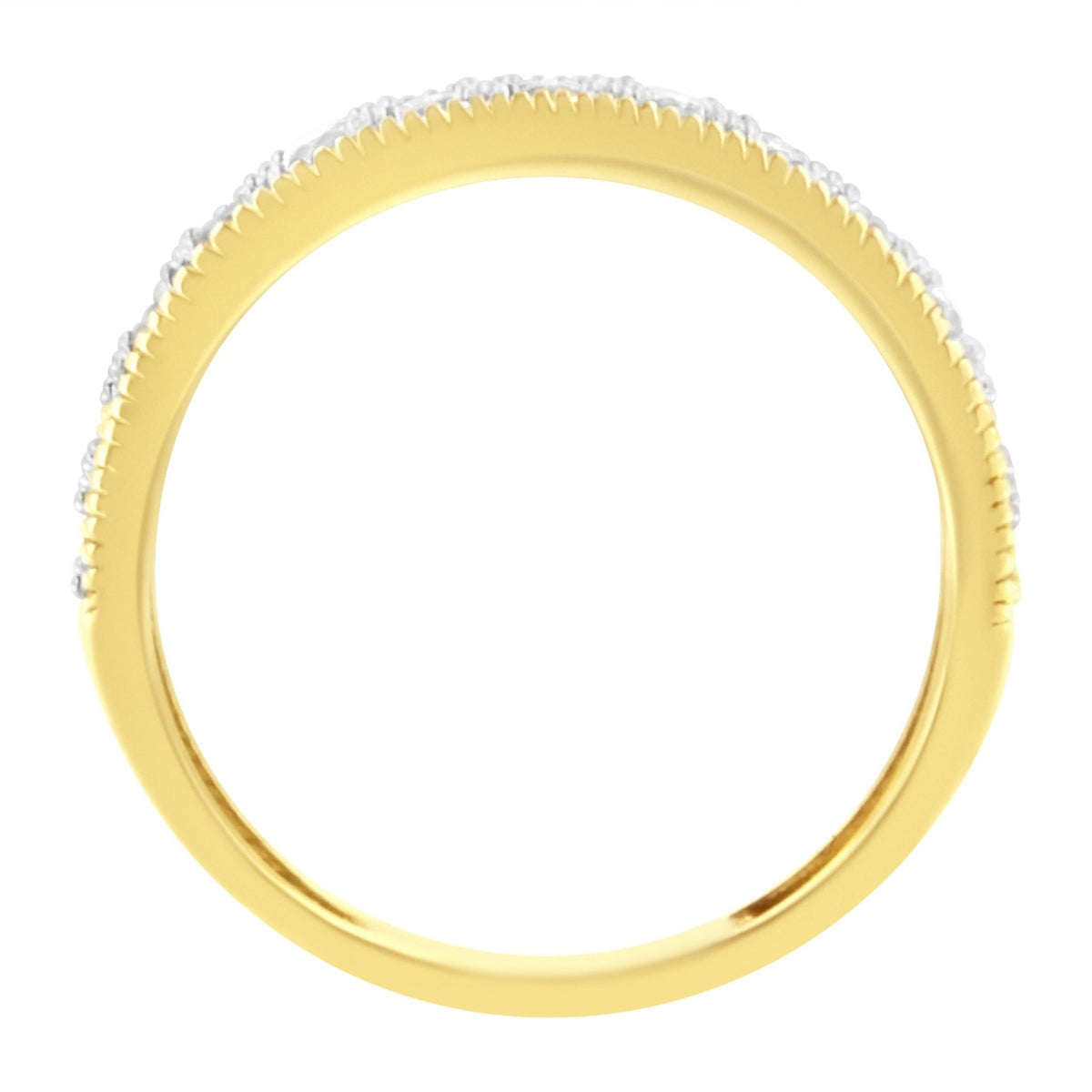 IGI Certified 1/2 Cttw Diamond 10K Yellow Gold Prong Set Beaded Milgrain Band Style Ring (J-K Color, I2-I3 Clarity) - Size 7 - LinkagejewelrydesignLinkagejewelrydesign