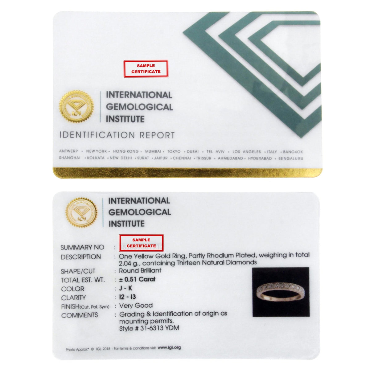 IGI Certified 1/2 Cttw Diamond 10K Yellow Gold Prong Set Beaded Milgrain Band Style Ring (J-K Color, I2-I3 Clarity) - Size 7 - LinkagejewelrydesignLinkagejewelrydesign