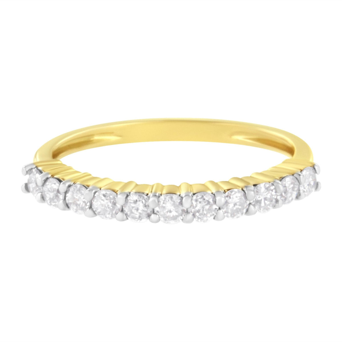 IGI Certified 1/2 Cttw Diamond 10K Yellow Gold Prong Set Fluted Band Style Wedding Ring (J-K Color, I1-I2 Clarity) - Size 8 - LinkagejewelrydesignLinkagejewelrydesign