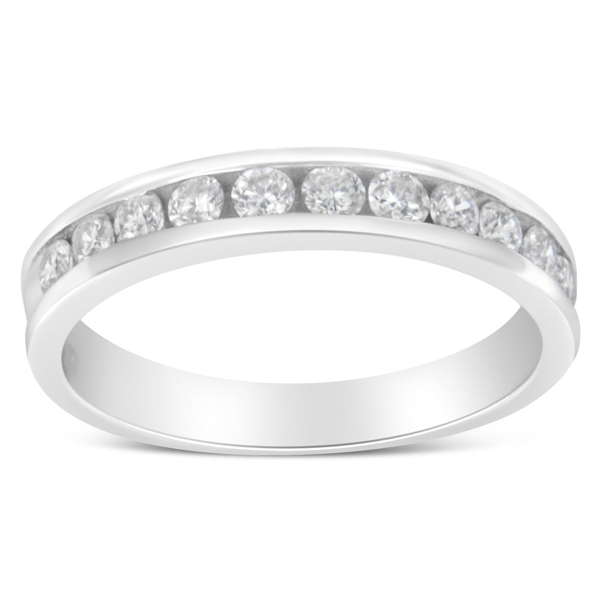 IGI Certified 1/2 Cttw Round Brilliant Cut Diamond 18K White Gold Channel Set Eternity Style Wedding Band Ring (H-I Color, I1-I2 Clarity) - Size 7 - LinkagejewelrydesignLinkagejewelrydesign