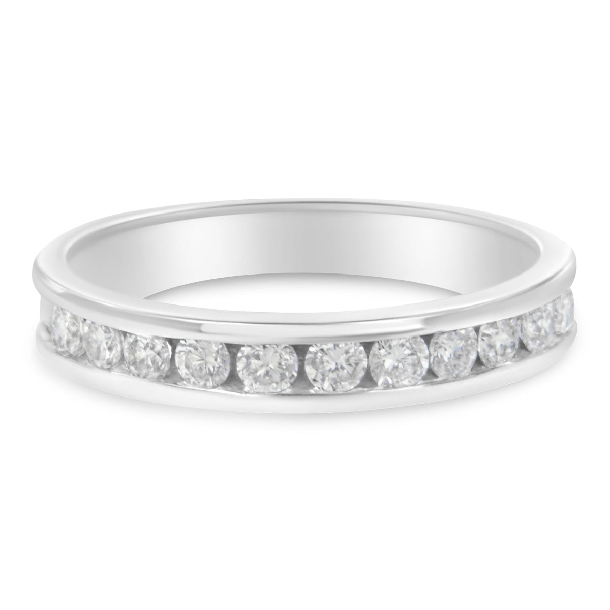 IGI Certified 1/2 Cttw Round Brilliant Cut Diamond 18K White Gold Channel Set Eternity Style Wedding Band Ring (H-I Color, I1-I2 Clarity) - Size 7 - LinkagejewelrydesignLinkagejewelrydesign