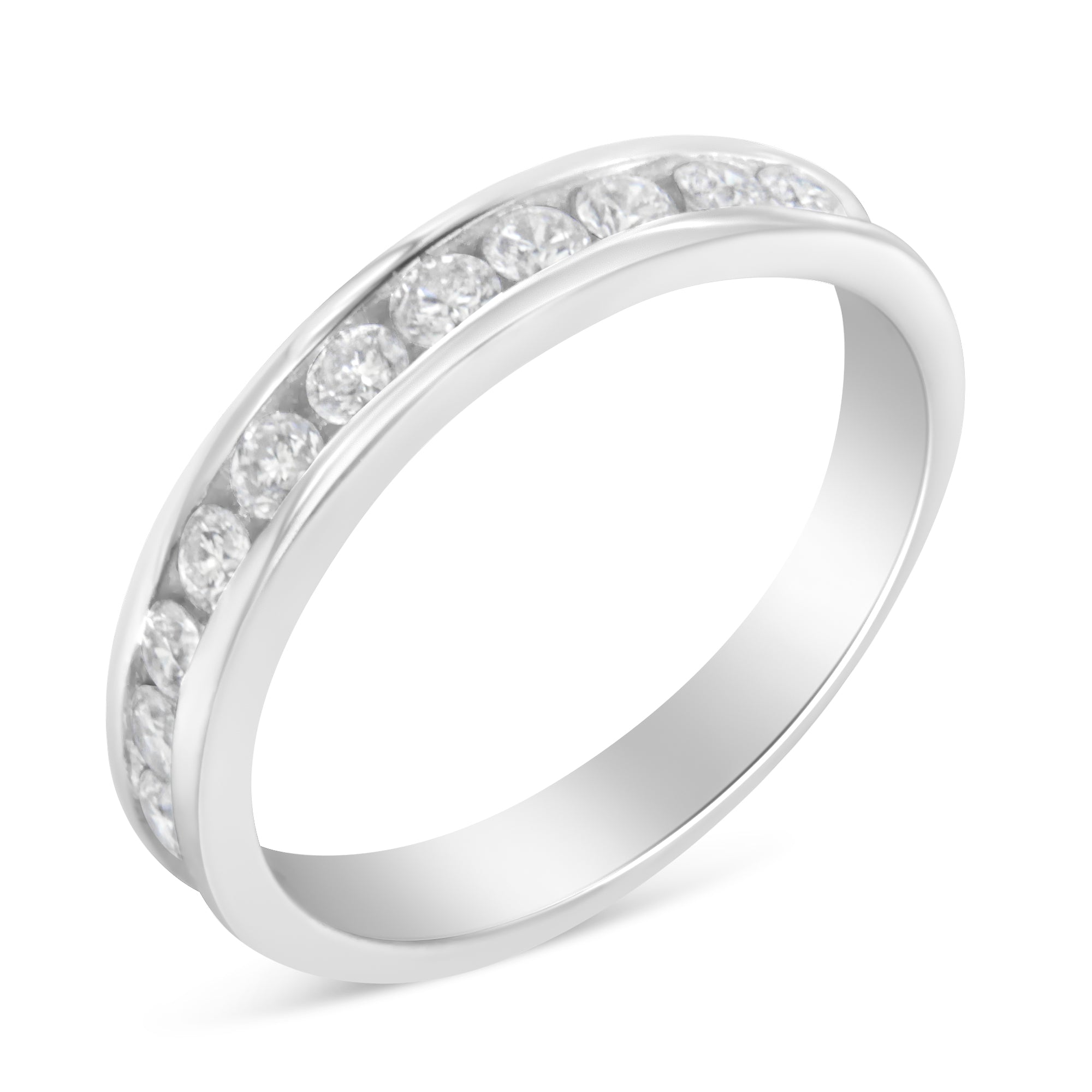 IGI Certified 1/2 Cttw Round Brilliant Cut Diamond 18K White Gold Channel Set Eternity Style Wedding Band Ring (H-I Color, I1-I2 Clarity) - Size 7 - LinkagejewelrydesignLinkagejewelrydesign
