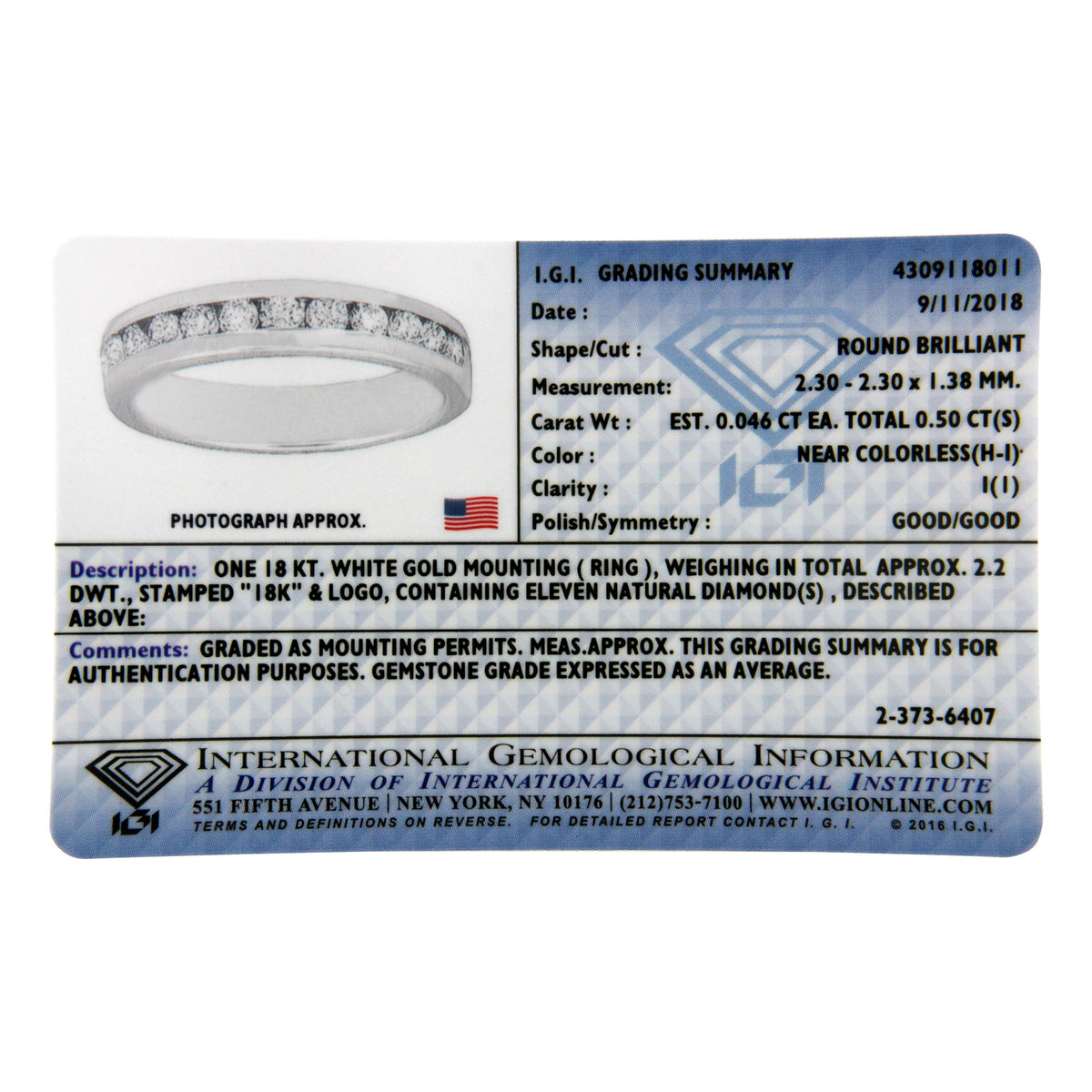 IGI Certified 1/2 Cttw Round Brilliant Cut Diamond 18K White Gold Channel Set Eternity Style Wedding Band Ring (H-I Color, I1-I2 Clarity) - Size 7 - LinkagejewelrydesignLinkagejewelrydesign