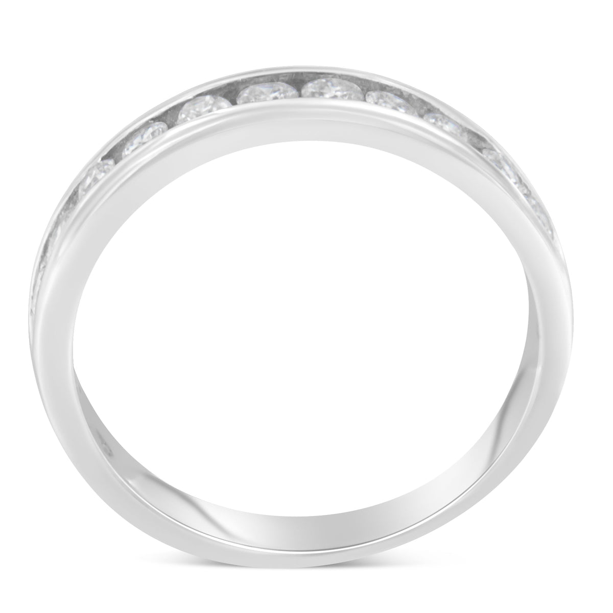 IGI Certified 1/2 Cttw Round Brilliant Cut Diamond 18K White Gold Channel Set Eternity Style Wedding Band Ring (H-I Color, I1-I2 Clarity) - Size 7 - LinkagejewelrydesignLinkagejewelrydesign