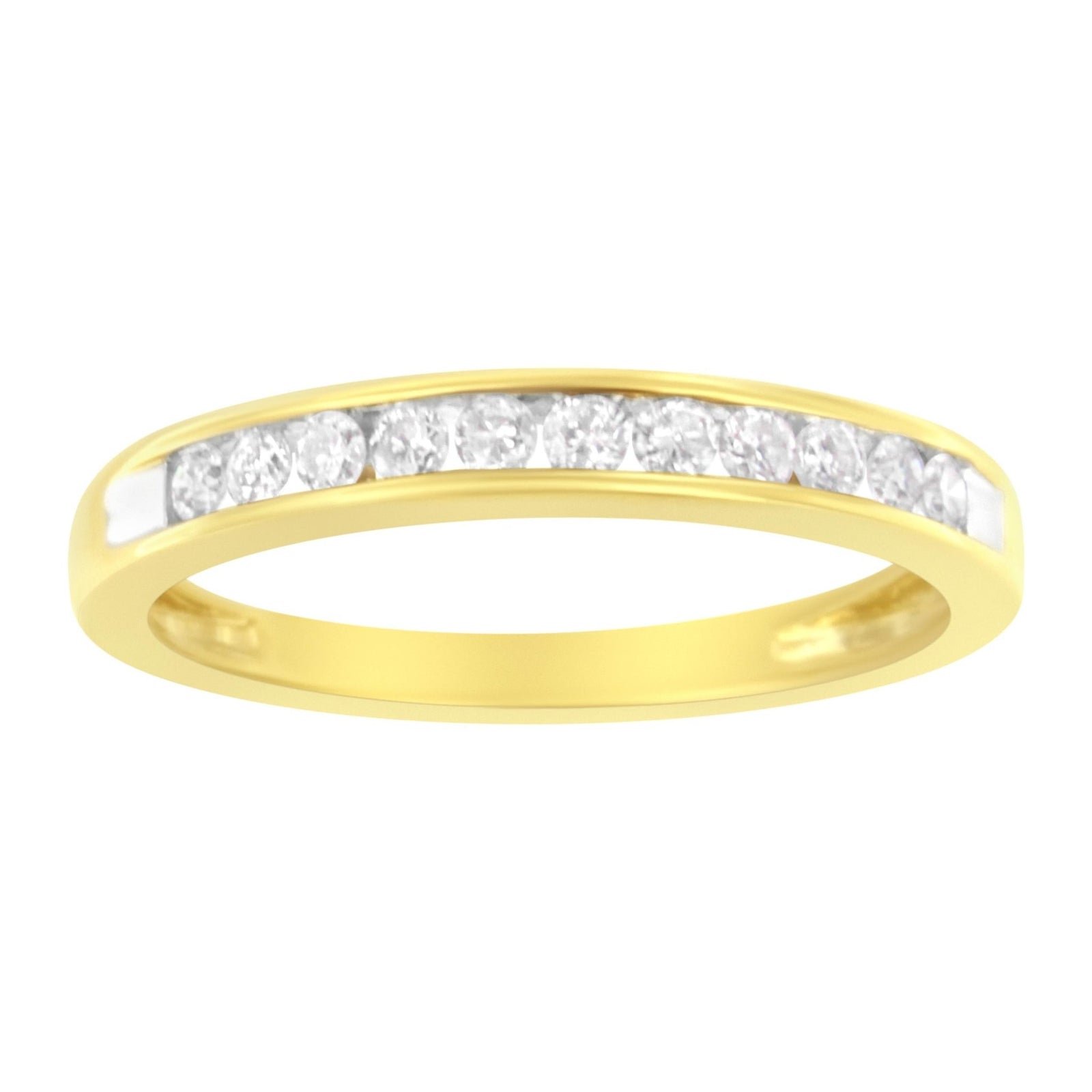 IGI Certified 1/4 Cttw Diamond 10K Yellow Gold Channel Set Band Style Ring (J-K Color, I2-I3 Clarity) - Size 7 - LinkagejewelrydesignLinkagejewelrydesign