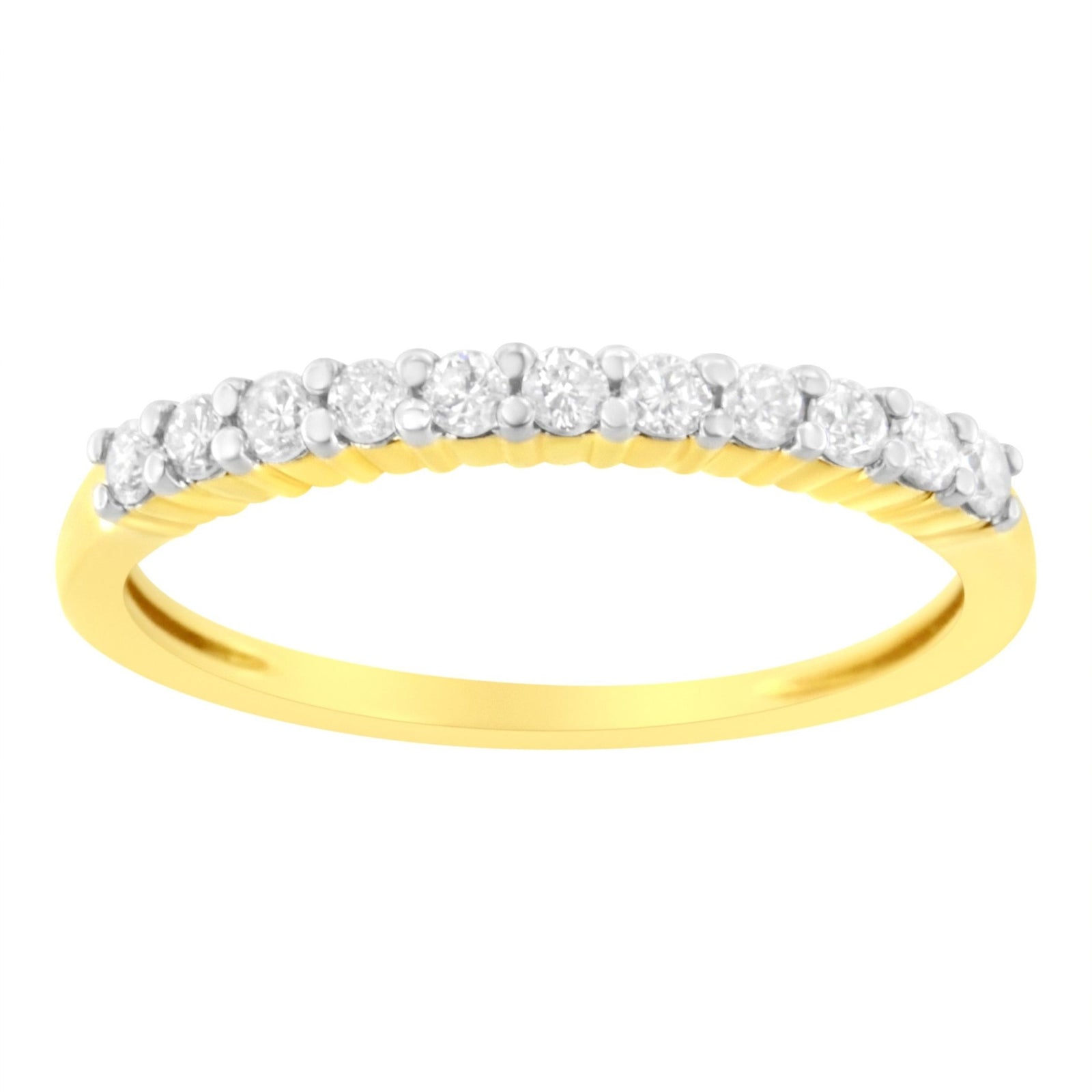 IGI Certified 1/4 Cttw Diamond 10K Yellow Gold Prong Set Fluted Band Style Ring (I-J Color, I2-I3 Clarity) - Size 7 - LinkagejewelrydesignLinkagejewelrydesign