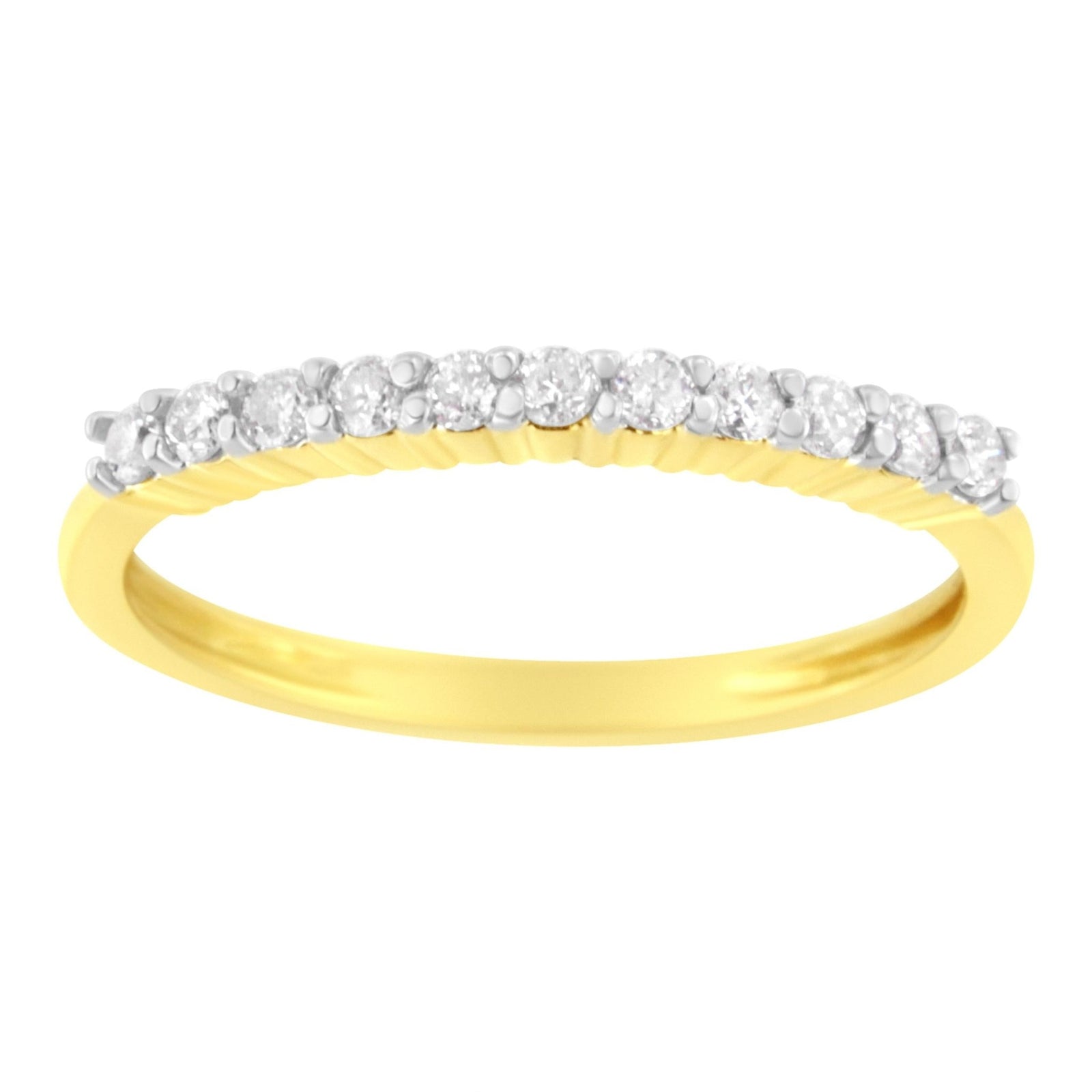 IGI Certified 1/4 Cttw Diamond 10K Yellow Gold Prong Set Fluted Band Style Ring (J-K Color, I2-I3 Clarity) - Size 7 - LinkagejewelrydesignLinkagejewelrydesign