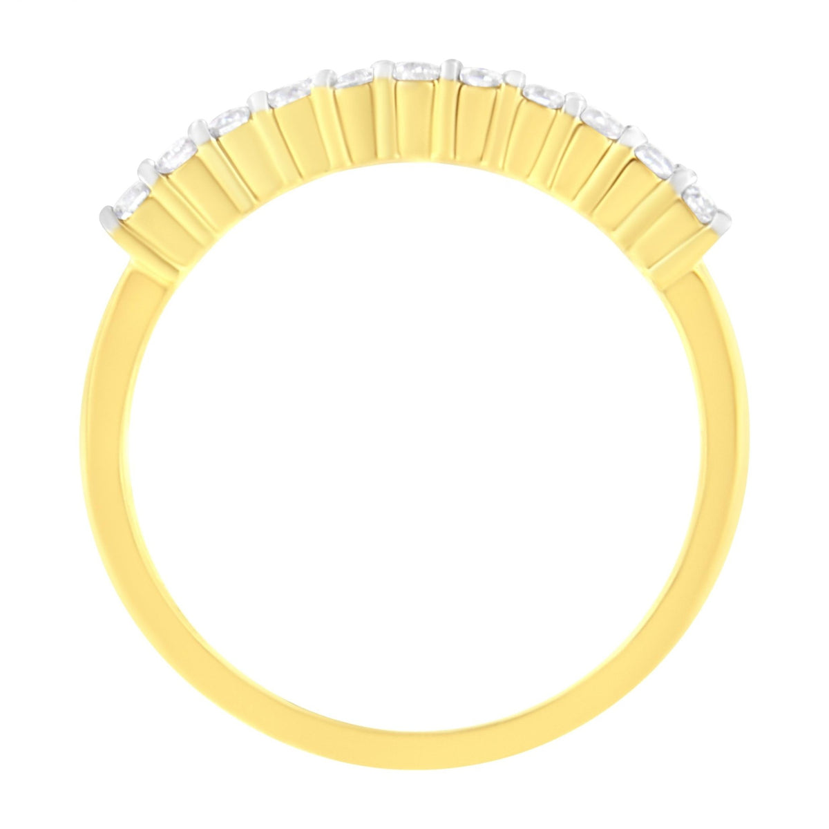 IGI Certified 1/4 Cttw Diamond 10K Yellow Gold Prong Set Fluted Band Style Ring (J-K Color, I2-I3 Clarity) - Size 7 - LinkagejewelrydesignLinkagejewelrydesign