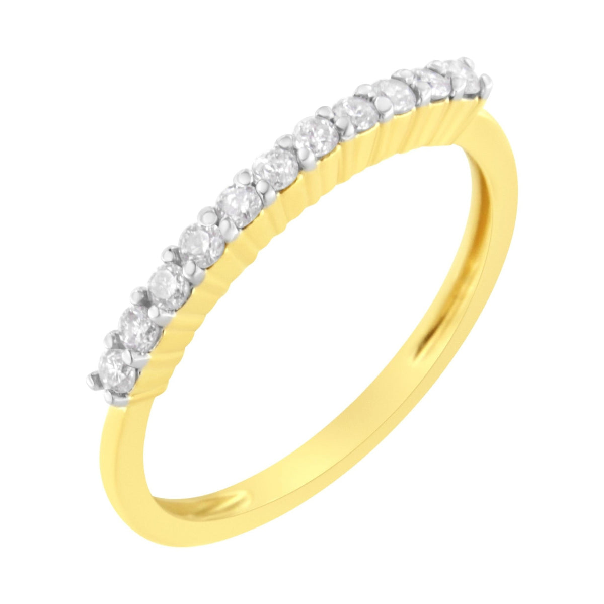 IGI Certified 1/4 Cttw Diamond 10K Yellow Gold Prong Set Fluted Band Style Ring (J-K Color, I2-I3 Clarity) - Size 7 - LinkagejewelrydesignLinkagejewelrydesign