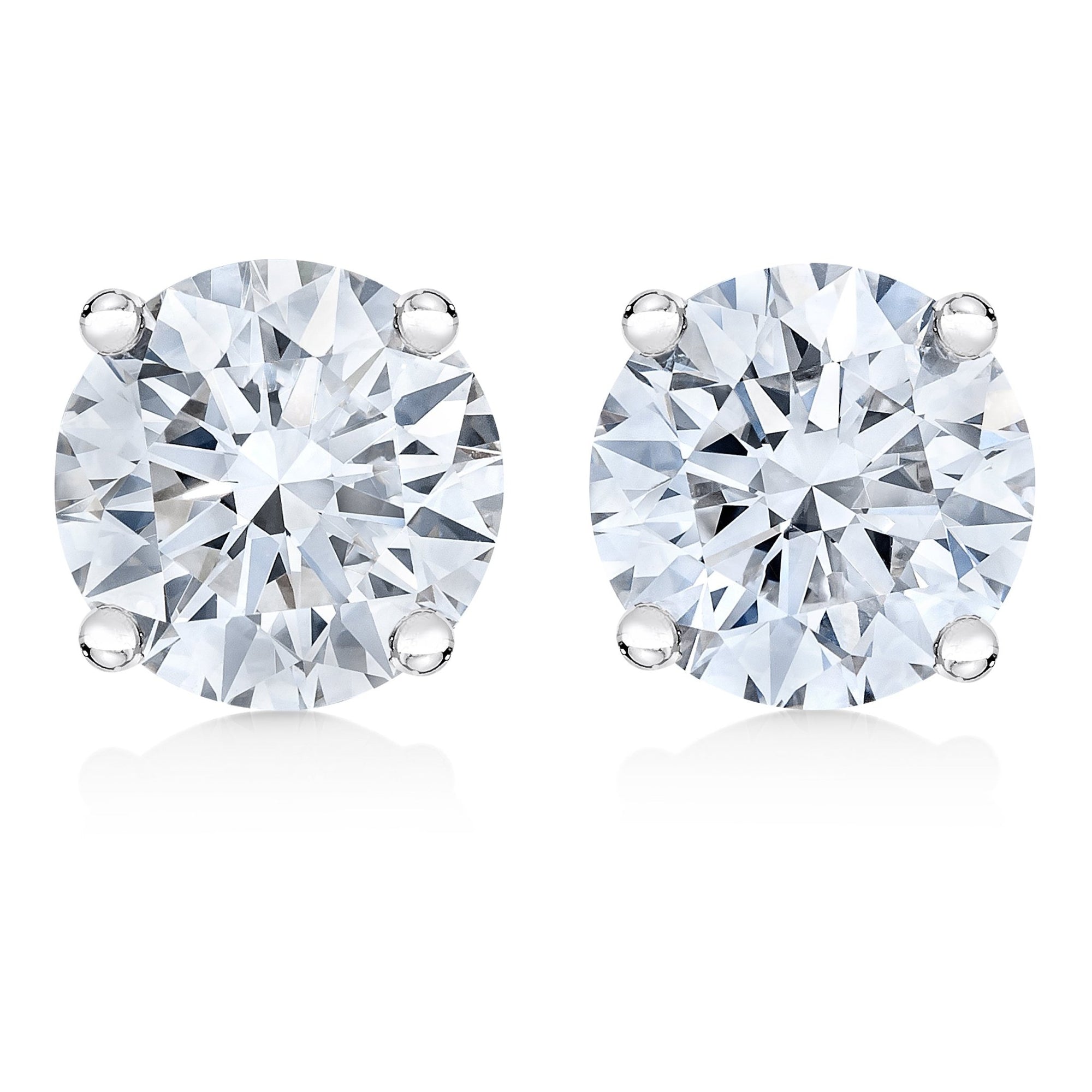 IGI Certified 14K White Gold 1/2 Cttw Lab Grown 4-Prong Round-Cut Diamond Classic Solitaire Stud Earrings (F-G Color, VS1-VS2 Clarity) - LinkagejewelrydesignLinkagejewelrydesign