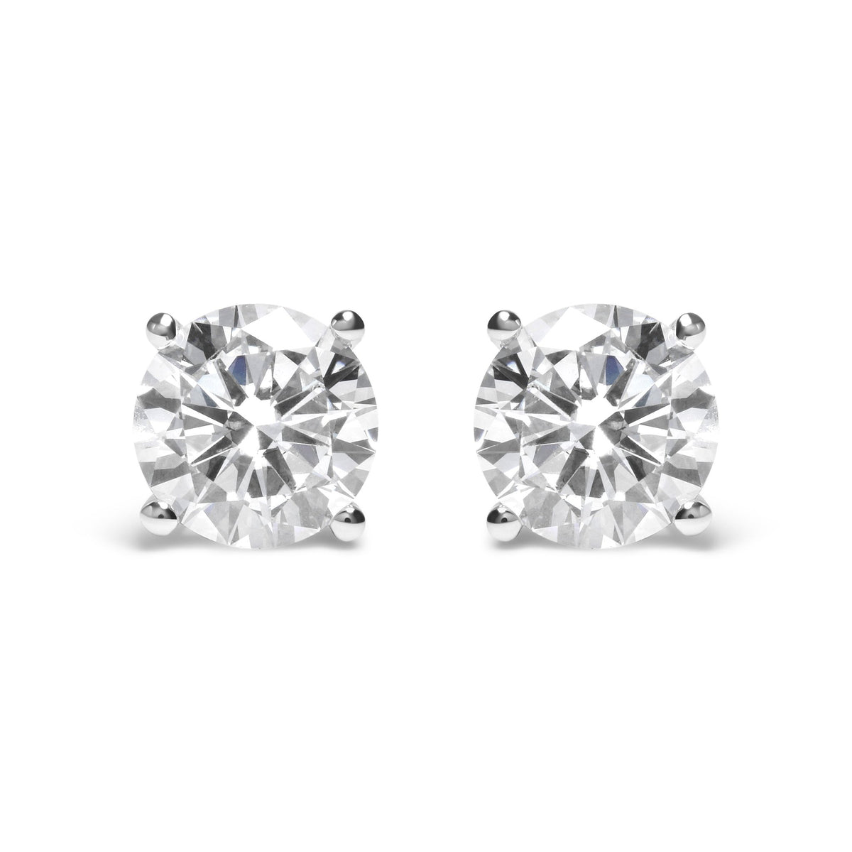 IGI Certified 14K White Gold 5.00 Cttw Round Brilliant-Cut Lab Grown Diamond Classic 4-Prong Stud Earrings with Screw Backs (F-G Color, SI1 Clarity) - LinkagejewelrydesignLinkagejewelrydesign