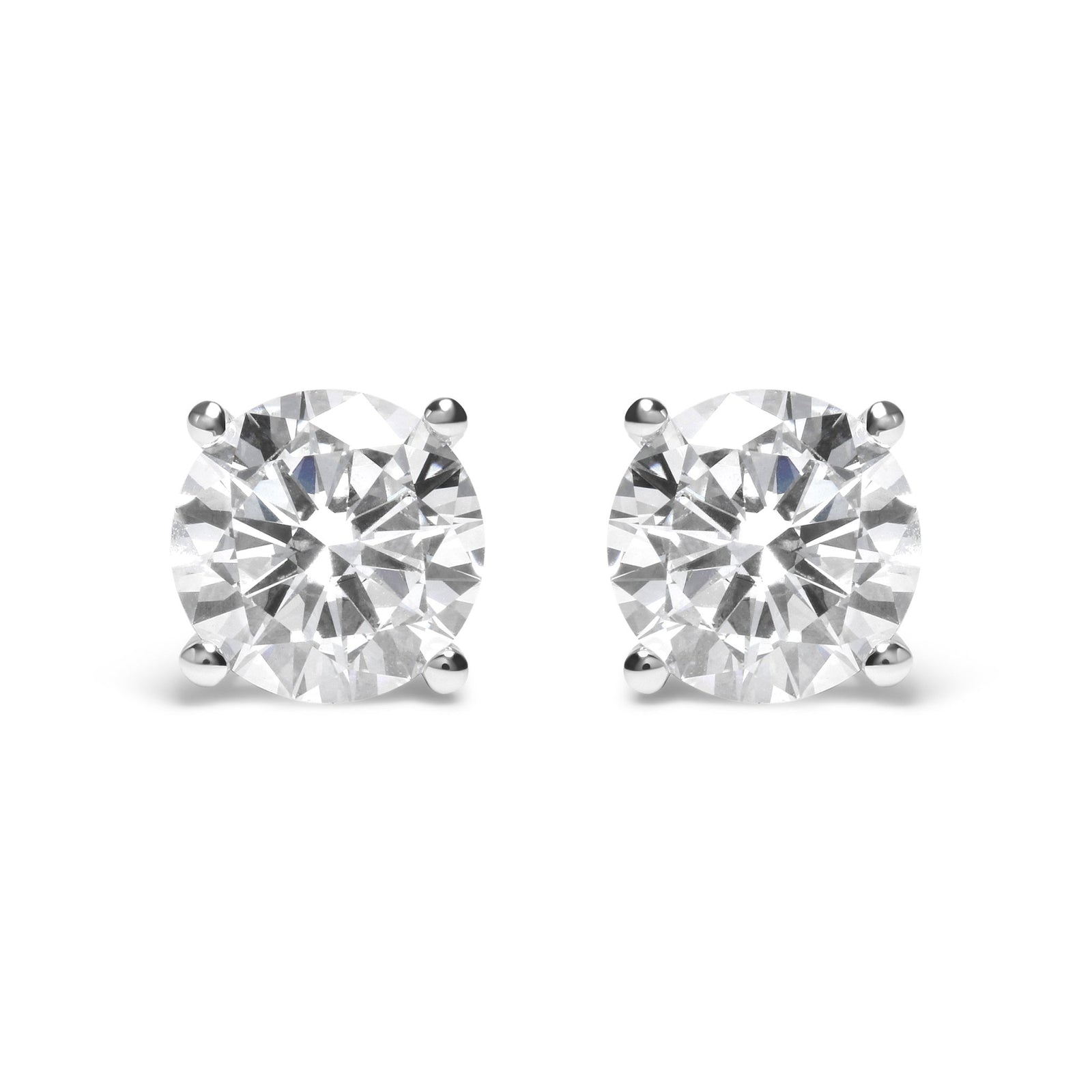 IGI Certified 14K White Gold 5.00 Cttw Round Brilliant-Cut Lab Grown Diamond Classic 4-Prong Stud Earrings with Screw Backs (F-G Color, SI1 Clarity) - LinkagejewelrydesignLinkagejewelrydesign