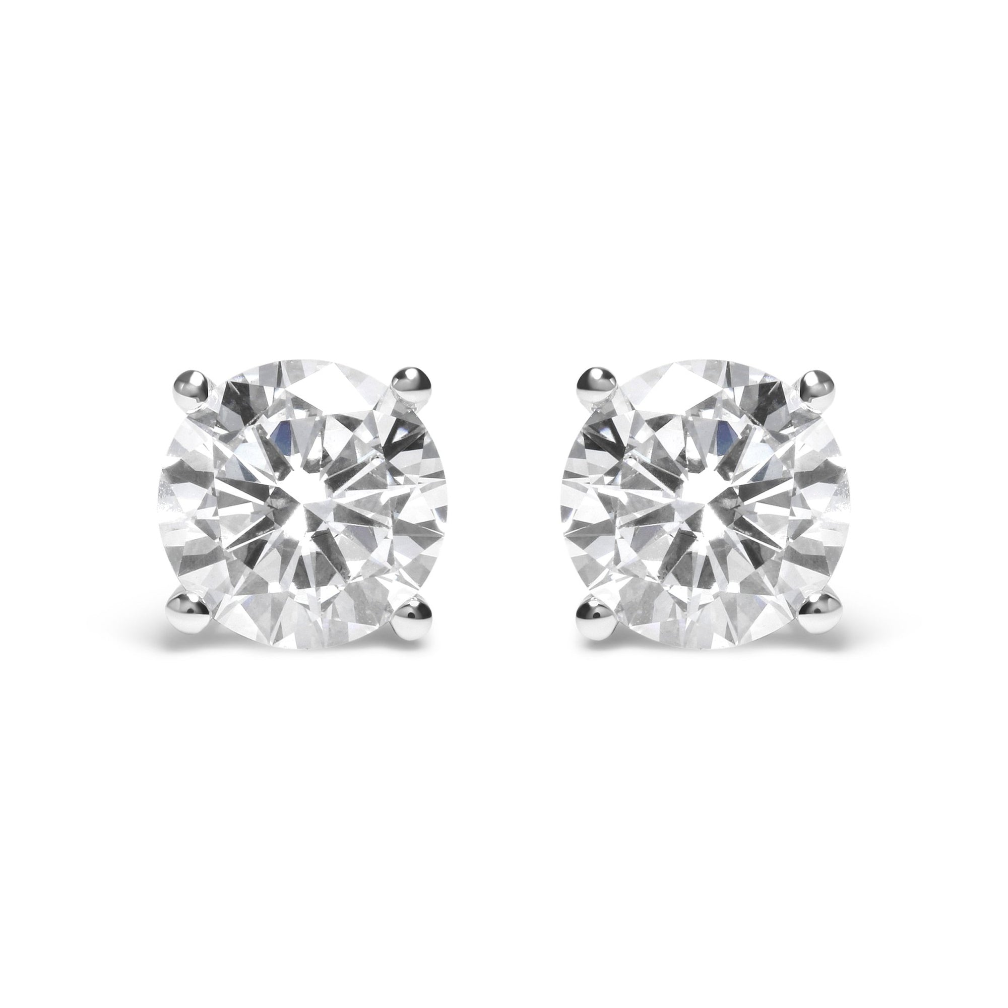 IGI Certified 14K White Gold 5.00 Cttw Round Brilliant-Cut Lab Grown Diamond Classic 4-Prong Stud Earrings with Screw Backs (F-G Color, SI1 Clarity) - LinkagejewelrydesignLinkagejewelrydesign