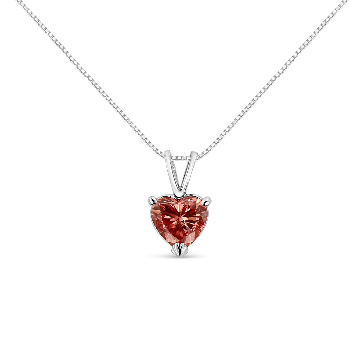 IGI Certified 14K White Gold Martini Set 1.00 Cttw Lab Grown Pink Heart Diamond Solitaire 18&quot; Pendant Necklace (Pink Color, SI2 Clarity) - LinkagejewelrydesignLinkagejewelrydesign